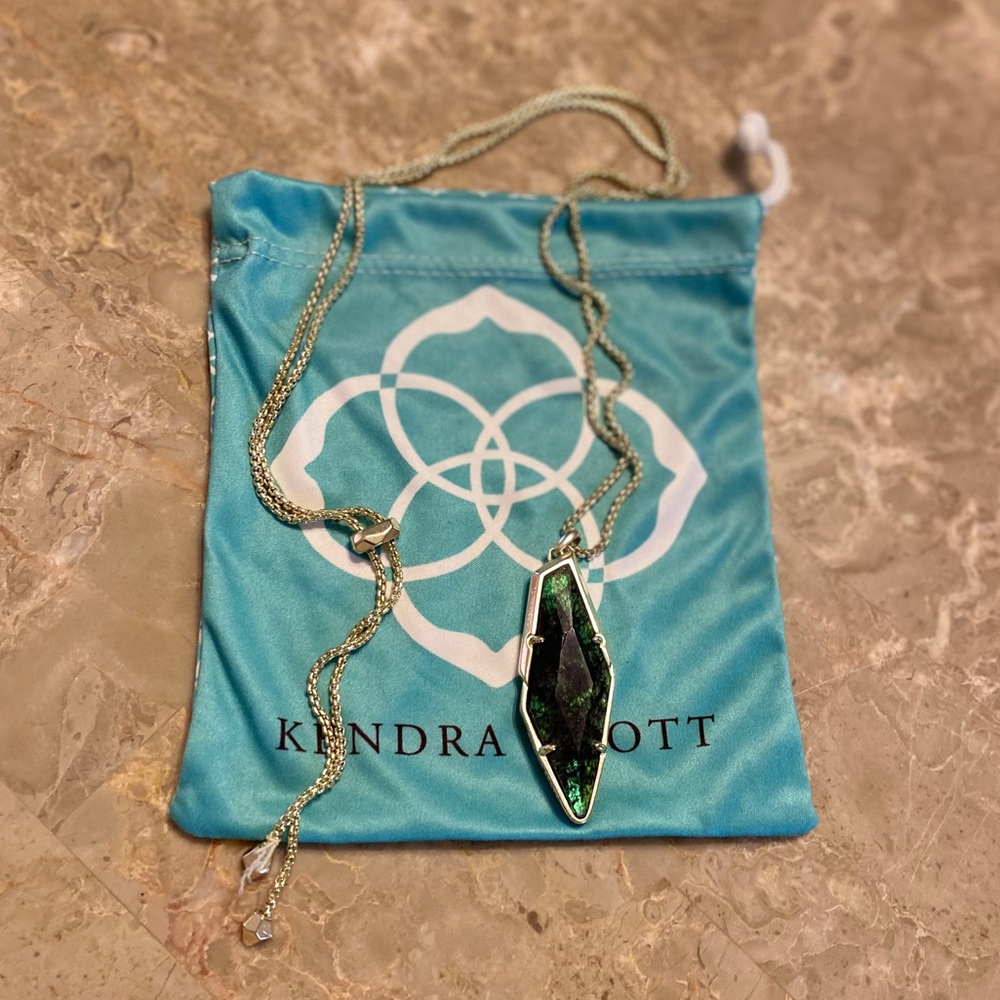 Kendra Scott Beatrice adj necklace navy crackle - Picture 2 of 2